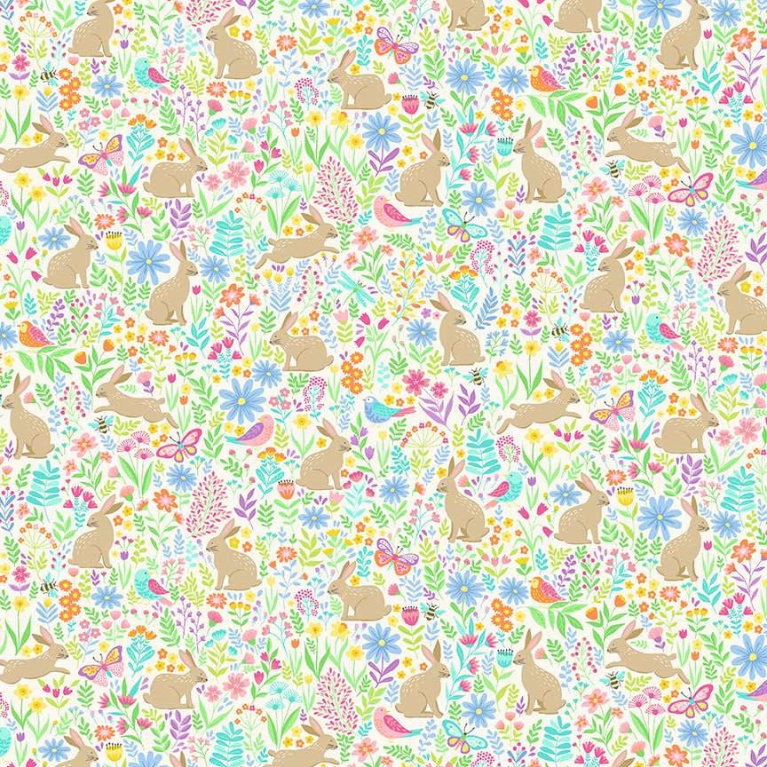 Hello Spring - Bunny Meadow Cream - MU083 Makower UK