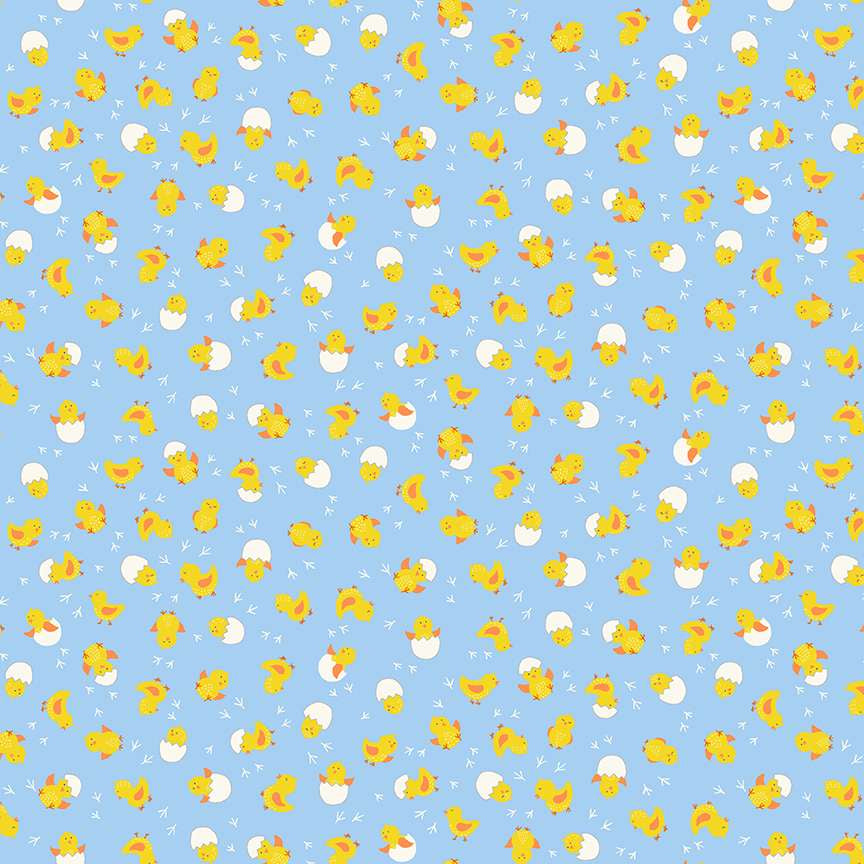 Hello Spring - Cheerful Chicks - Blue MU086 Makower UK