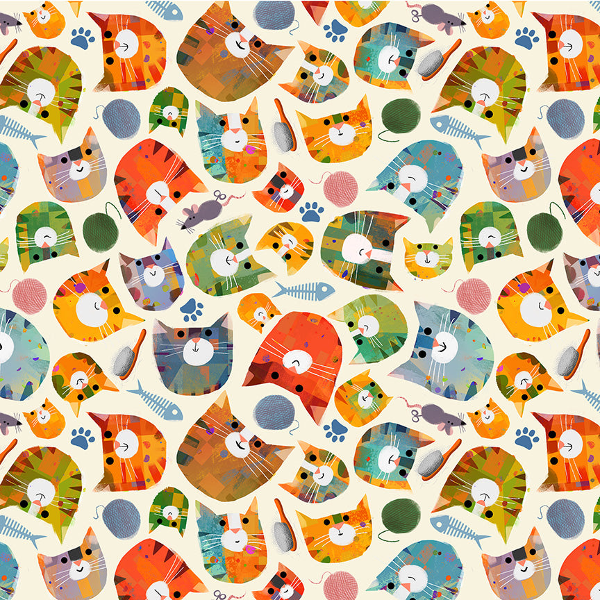 Fur-ever Friends by Gareth Lucas Silly Kitty 5453OD-3 Windham Fabrics