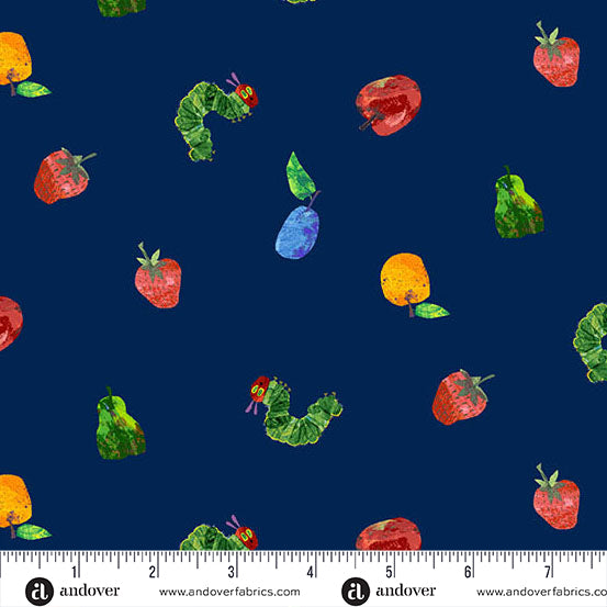 The Very Hungry Caterpillar A1440B Navy Snack Time Andover fabrics