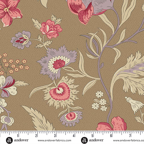Wildflower Cottage by Renée Nanneman A1590N Toffee Wildflowers Andover Fabrics