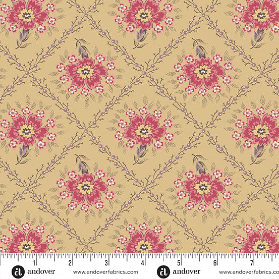 Wildflower Cottage by Renée Nanneman A1591R Buttercup Trellis Andover Fabrics