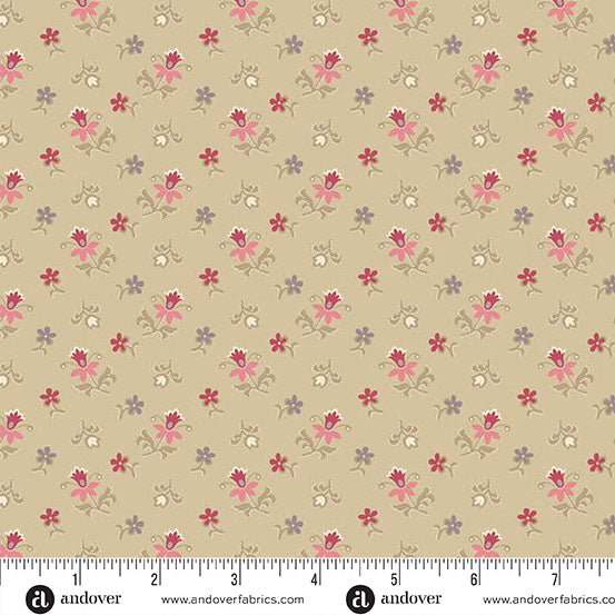 Wildflower Cottage by Renée Nanneman A1593N Buff Scatter Garden Andover Fabrics