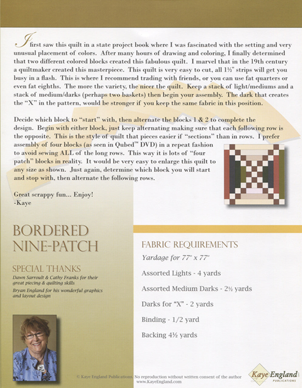 Kaye England Signature Scraps Bordered Nine-Patch