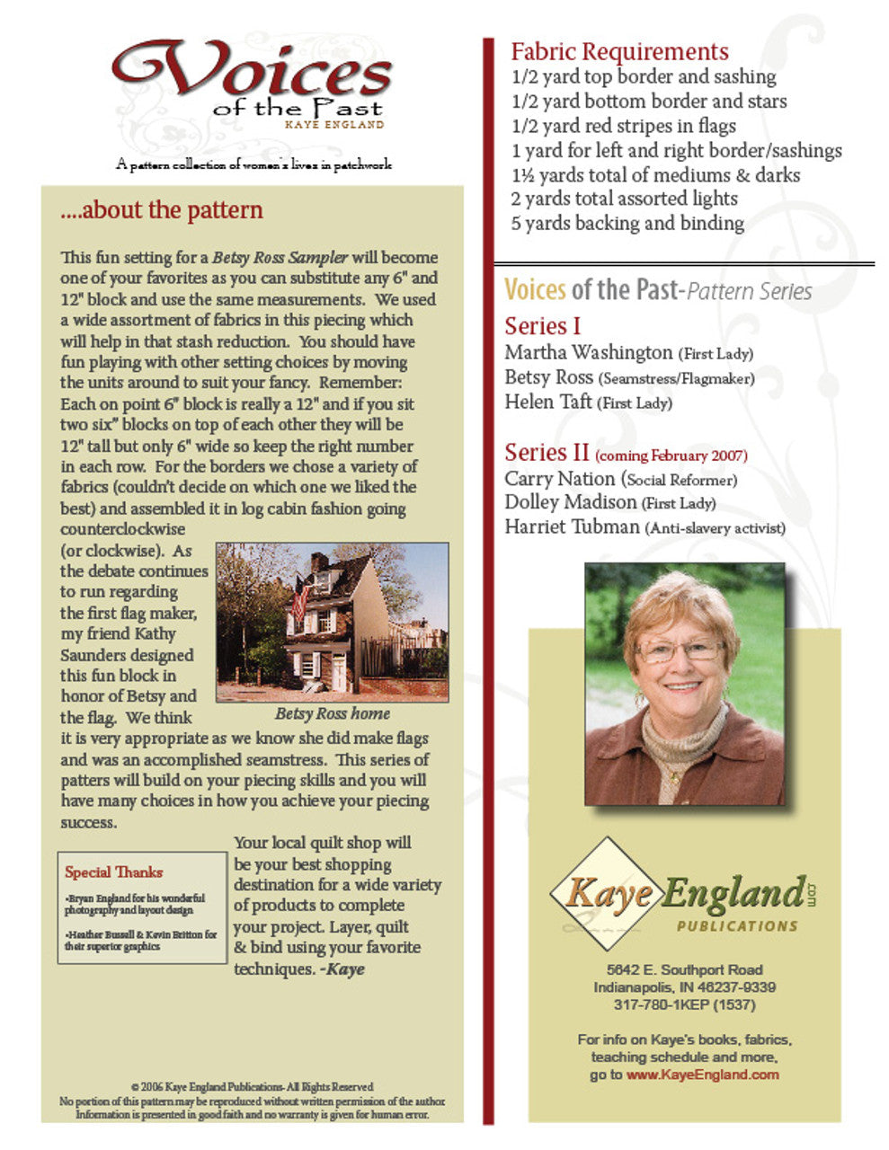 Kaye England Signature Voices of the Past Betsy Ross