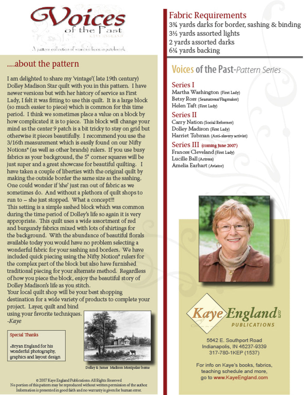 Kaye England Signature Voices of the Past Dolley Madison