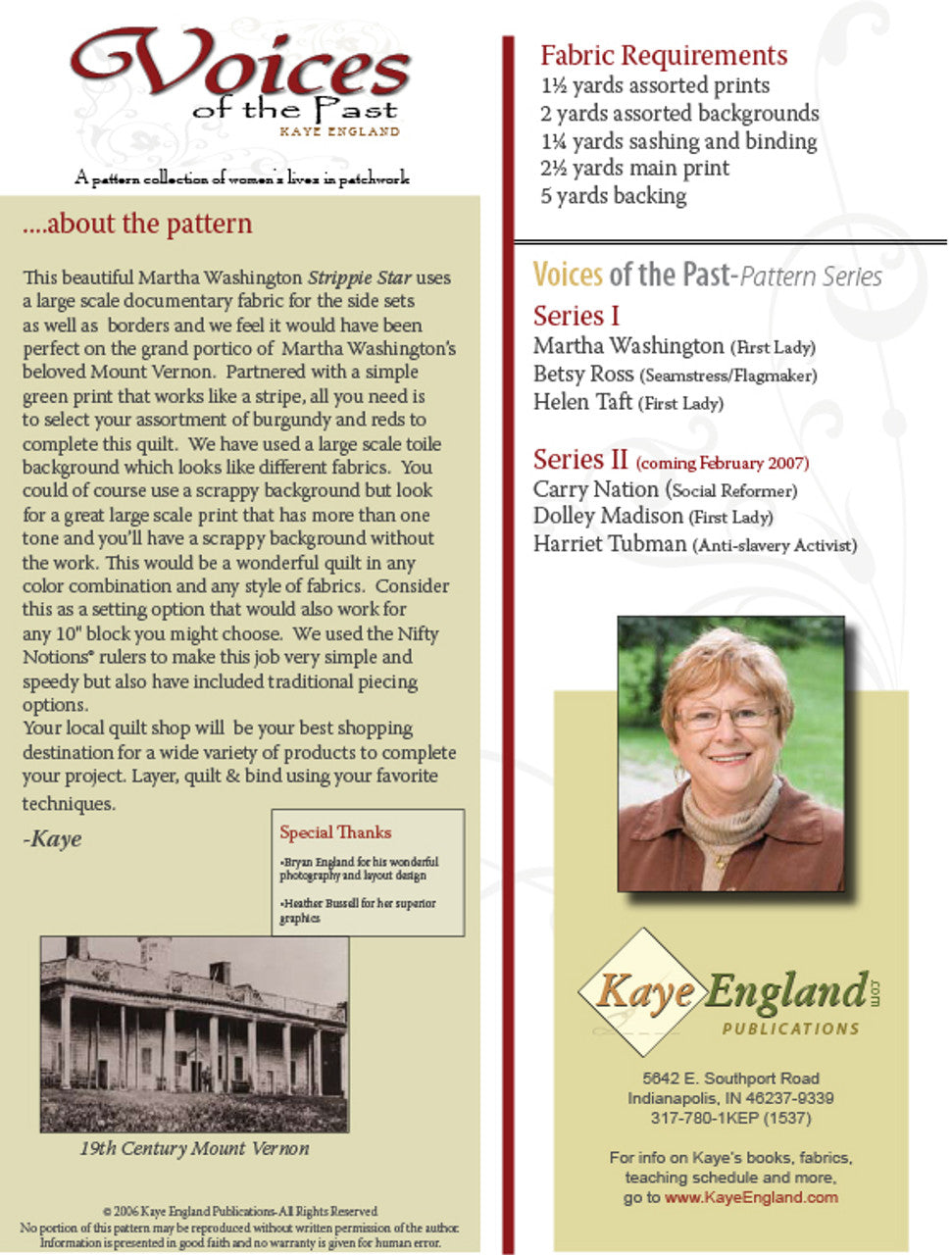 Kaye England Signature Voices of the Past Martha Washington