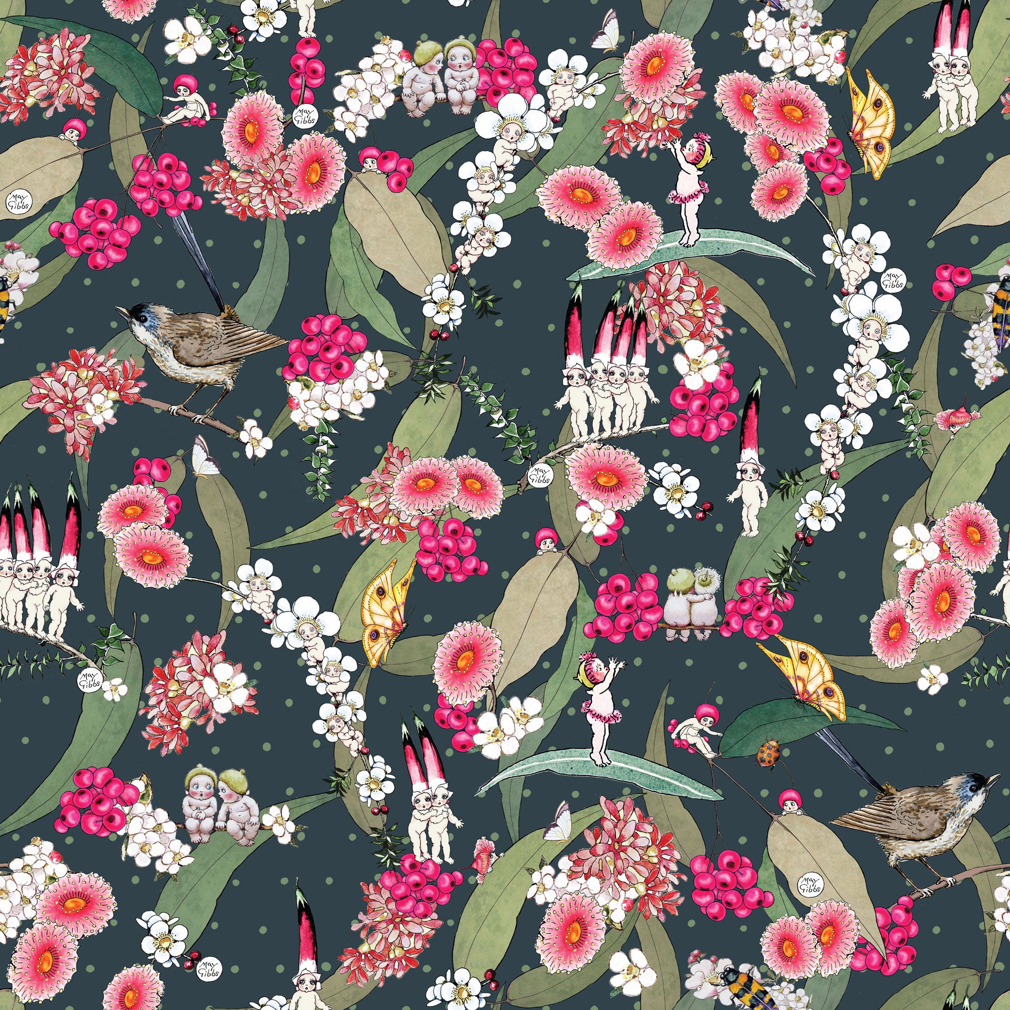 May Gibbs Collection - Native Berries Dark - MG1012 Devonstone Collection