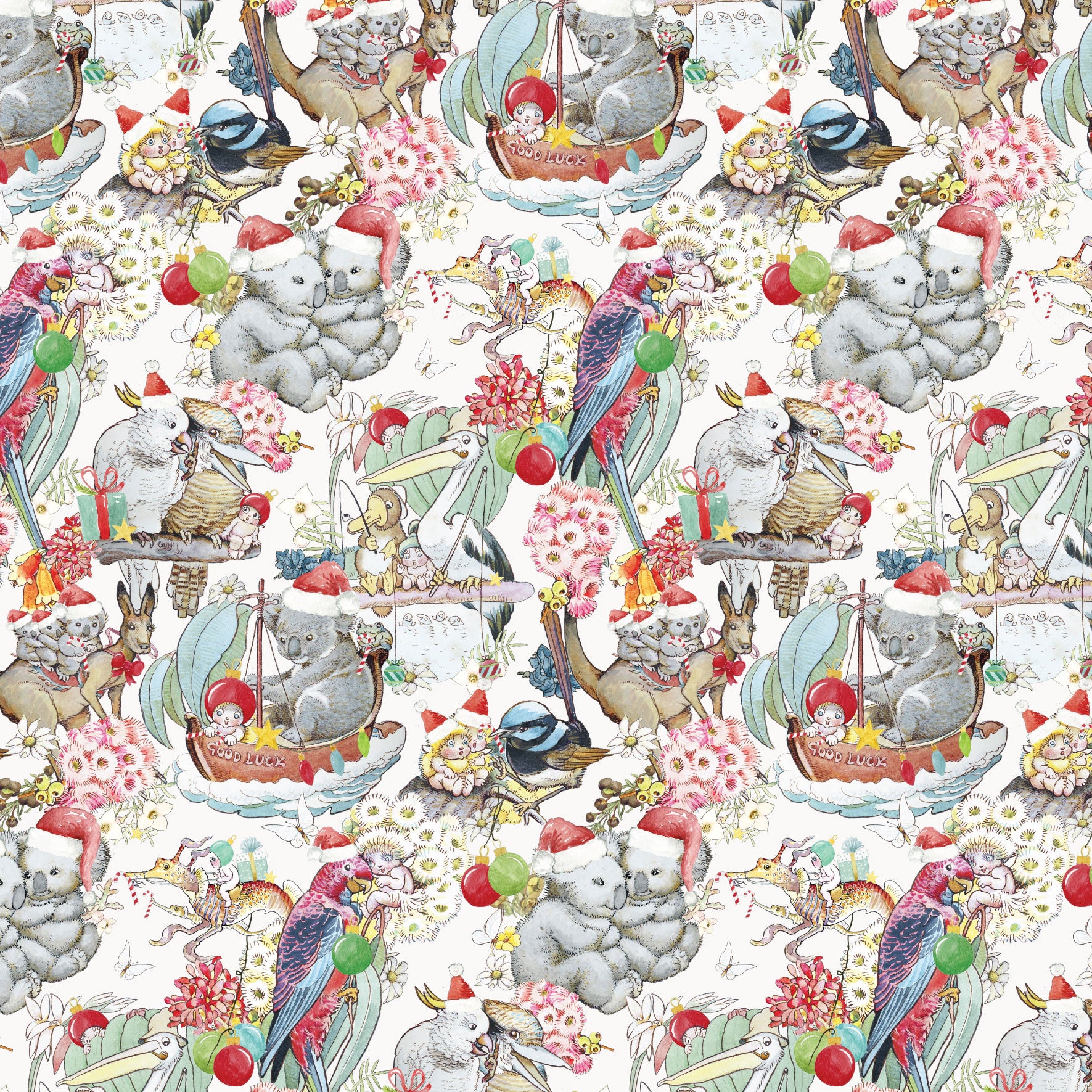 May Gibbs Christmas - Tis the season White - MG1027 Devonstone Collection