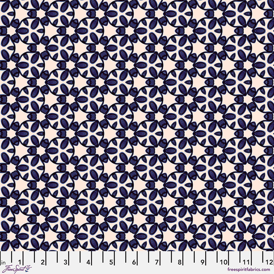 Paradise Blooms - Garden Trellis - Navy PWKI005.NAVY FreeSpirit Fabrics
