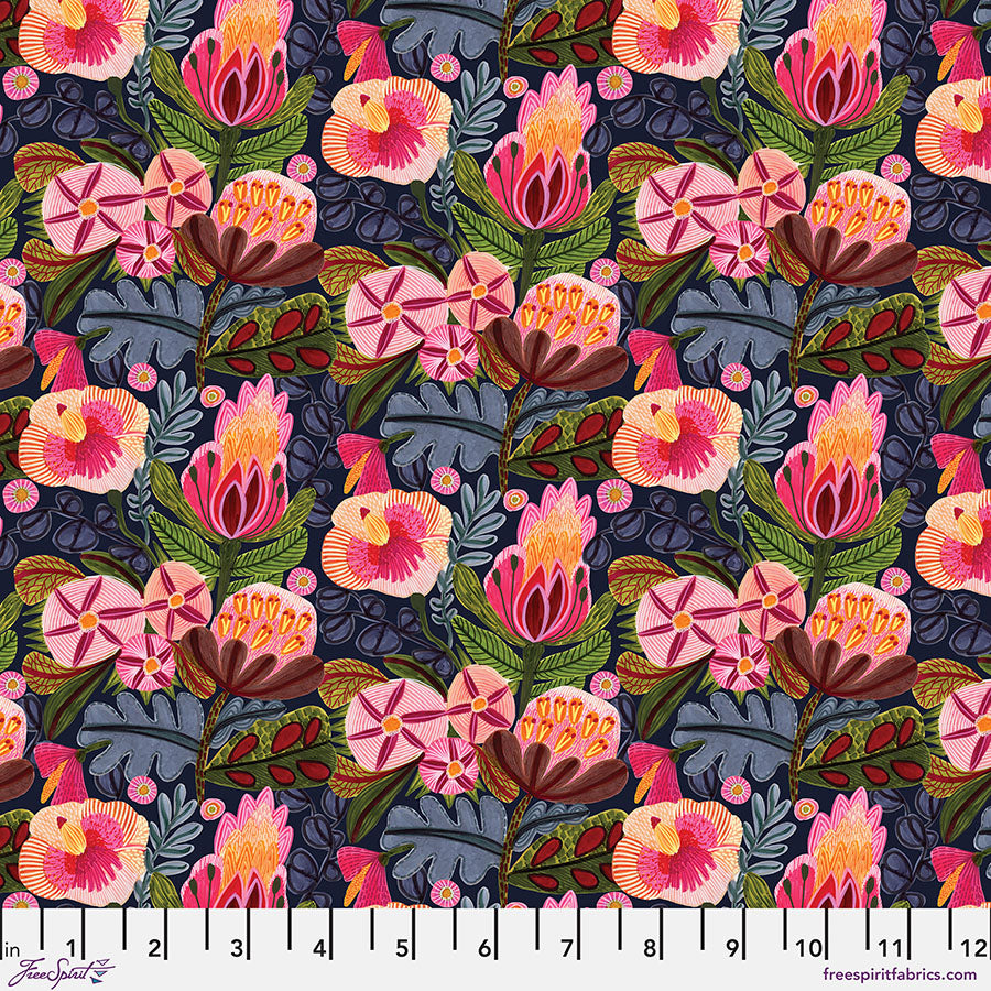 Paradise Blooms - Enchanted Paradise - Indigo PWKI006.INDIGO FreeSpirit Fabrics