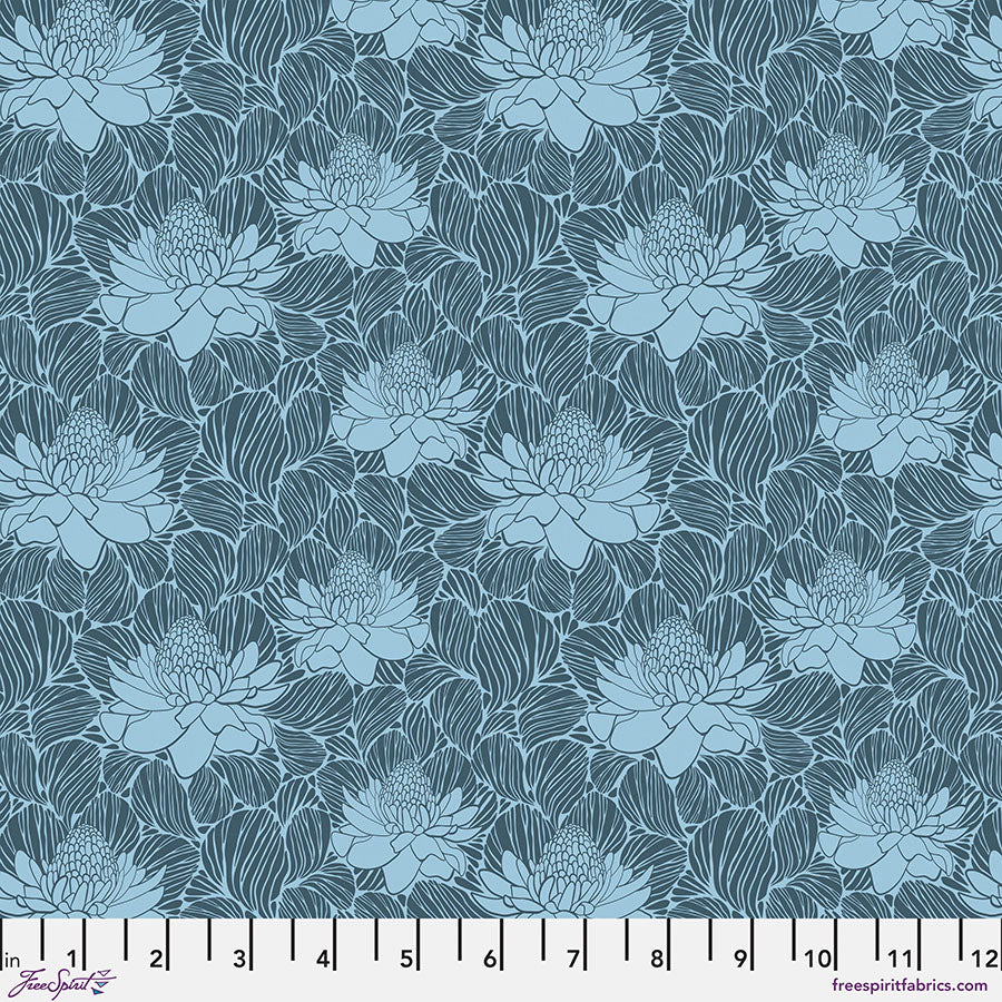 Paradise Blooms - Waratah Grandeur - Slate PWKI010.SLATE FreeSpirit Fabrics