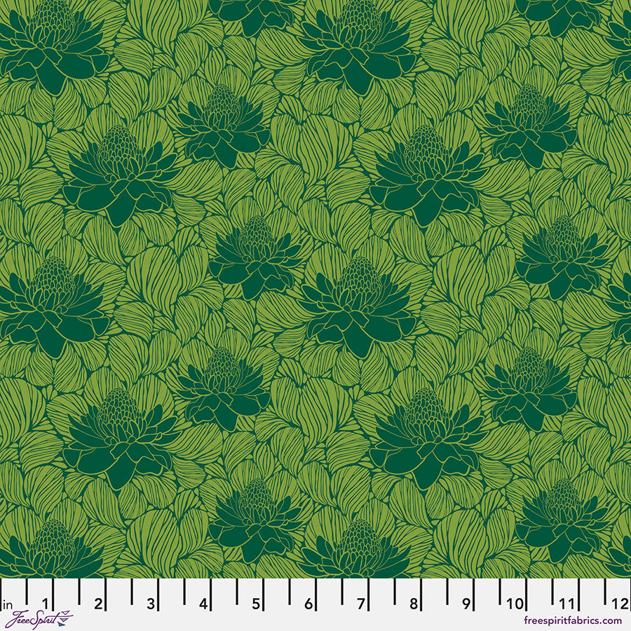Paradise Blooms - Waratahs - Emerald  PWKI011.EMERALD FreeSpirit Fabrics