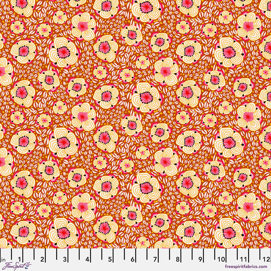 Paradise Blooms - Sun Blossoms - Copper  PWKI012.COPPER FreeSpirit Fabrics