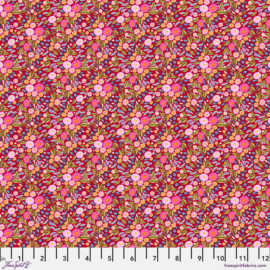 Paradise Blooms - Wandering Wildflowers - Cherry PWKI014.CHERRY FreeSpirit Fabrics