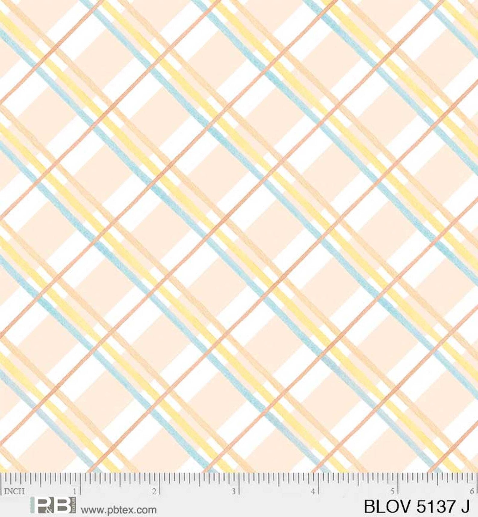 P&B Textiles Bunny Love Bias Plaid BLOV-05137J Coral