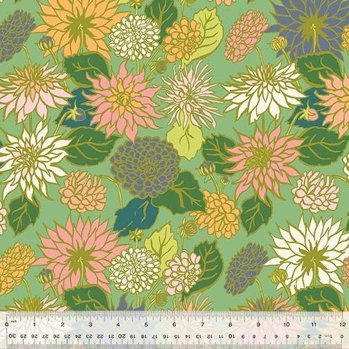 In the Garden by Jennifer Moore - 53627-2 - Dahlia Love - Sage - Windham Fabrics