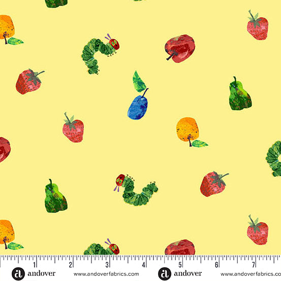 The Very Hungry Caterpillar A1440Y Yellow Snack Time Andover fabrics