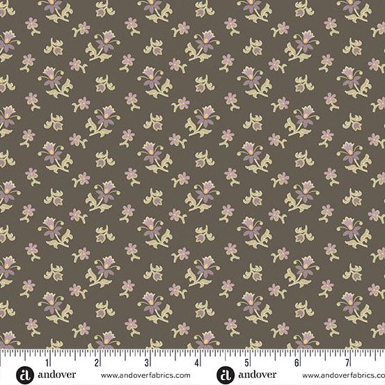 Wildflower Cottage by Renée Nanneman A1593C Charcoal Scatter Garden Andover Fabrics