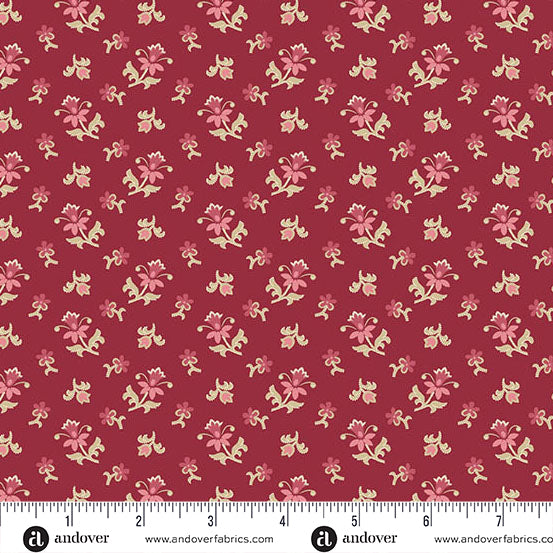 Wildflower Cottage by Renée Nanneman A1593R Crimson Scatter Garden Andover Fabrics