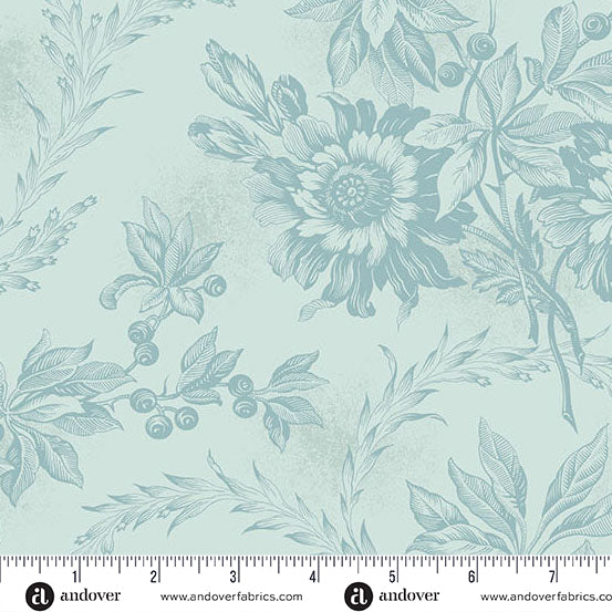Sewing Bird by Laundry Basket Quilts A1603B Sky Embroidery Andover Fabrics