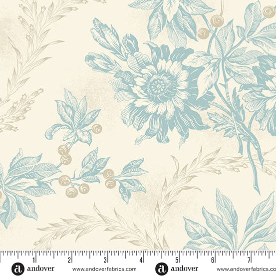 Sewing Bird by Laundry Basket Quilts A1603L Wheat Embroidery Andover Fabrics
