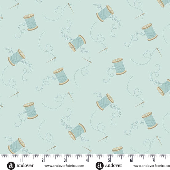 Sewing Bird by Laundry Basket Quilts A1605B Lake Needle and Thread Andover Fabrics