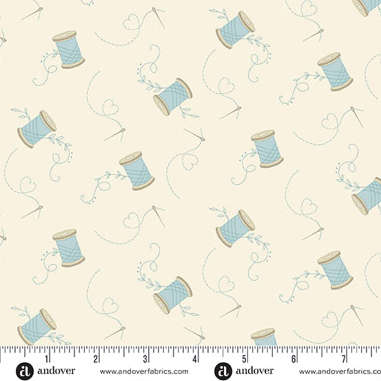 Sewing Bird by Laundry Basket Quilts A1605L Cotton Needle and Thread Andover Fabrics