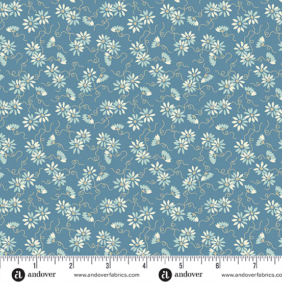 Sewing Bird by Laundry Basket Quilts A1616B Dusk Daisy Chain Andover Fabrics
