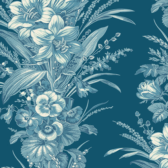 Cocoa Blue A725B Liberty Amaryllis Andover fabrics