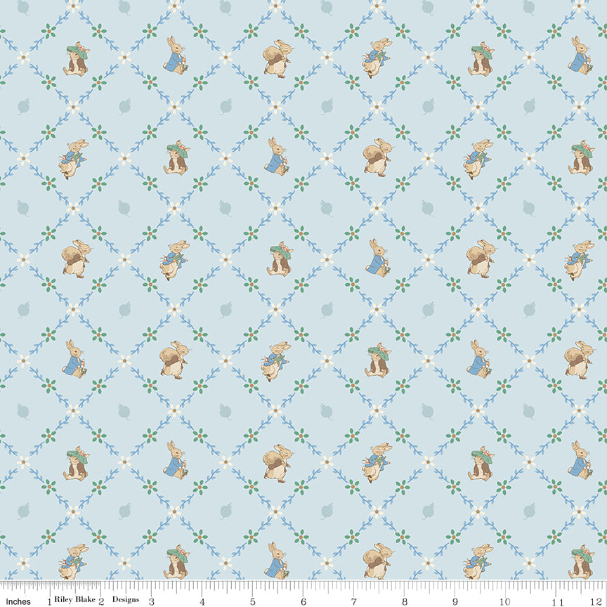 Peter Rabbit™ and Benjamin Bunny™ - Lattice Blue - C17254-BLUE