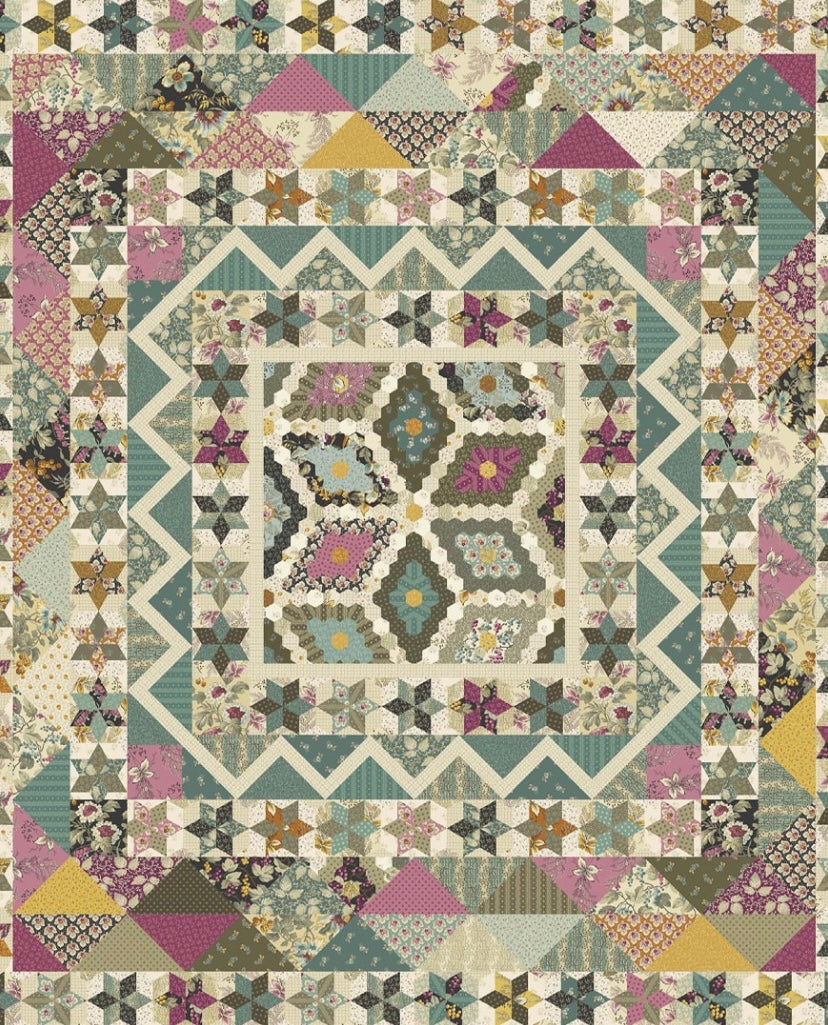 English Garden by Laundry Basket Quilts - A796Y - Custard - Blue Vetch - Andover fabrics