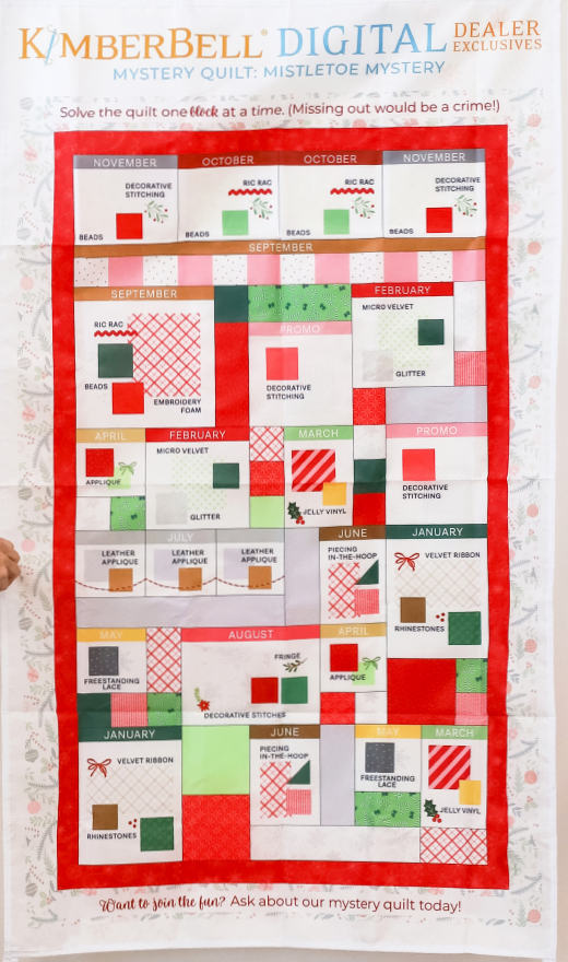 Machine Embroidery 2026 with Kimberbell Mistletoe Mystery Quilt