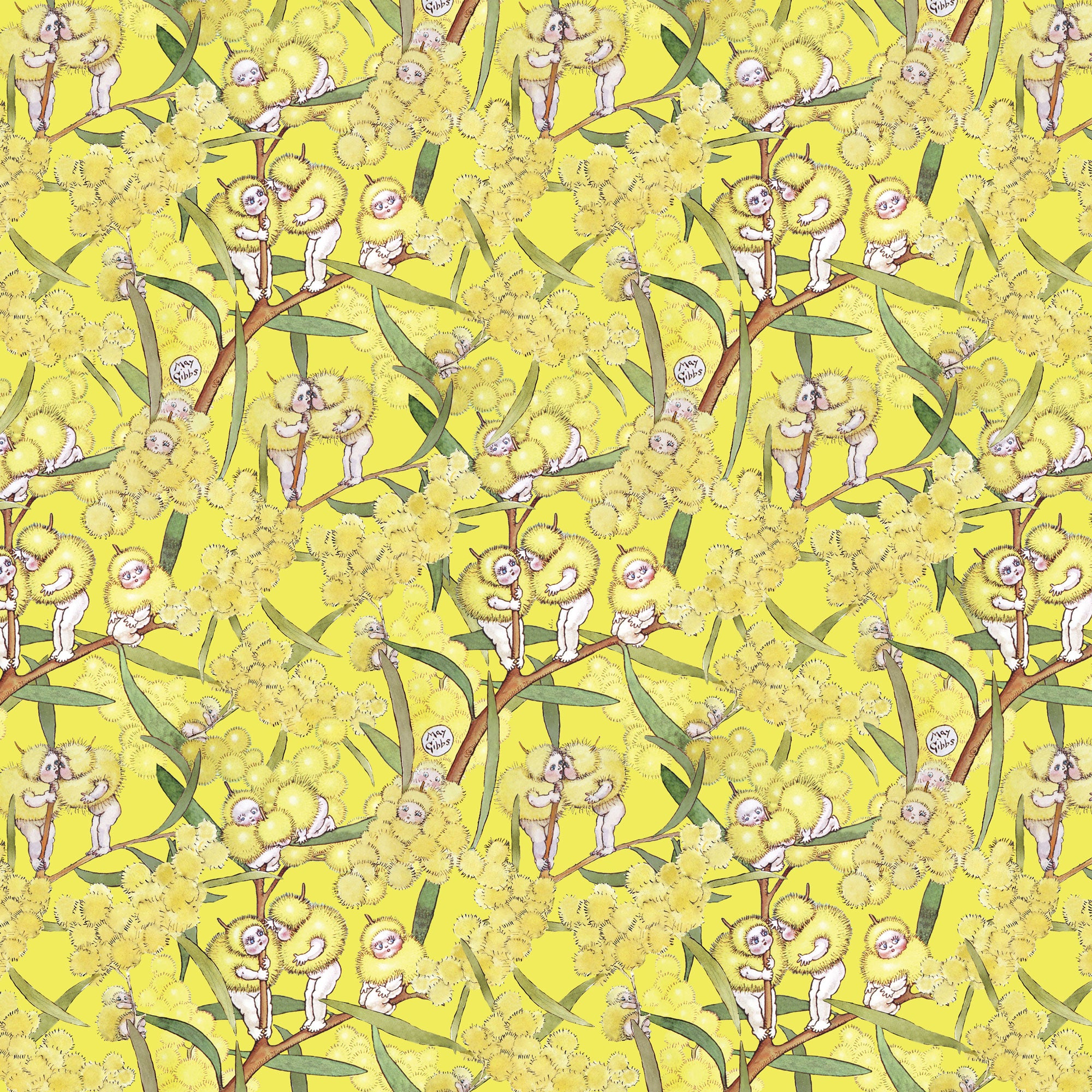 May Gibbs Collection - Blossom Babies Yellow - MG1004 Devonstone Collection