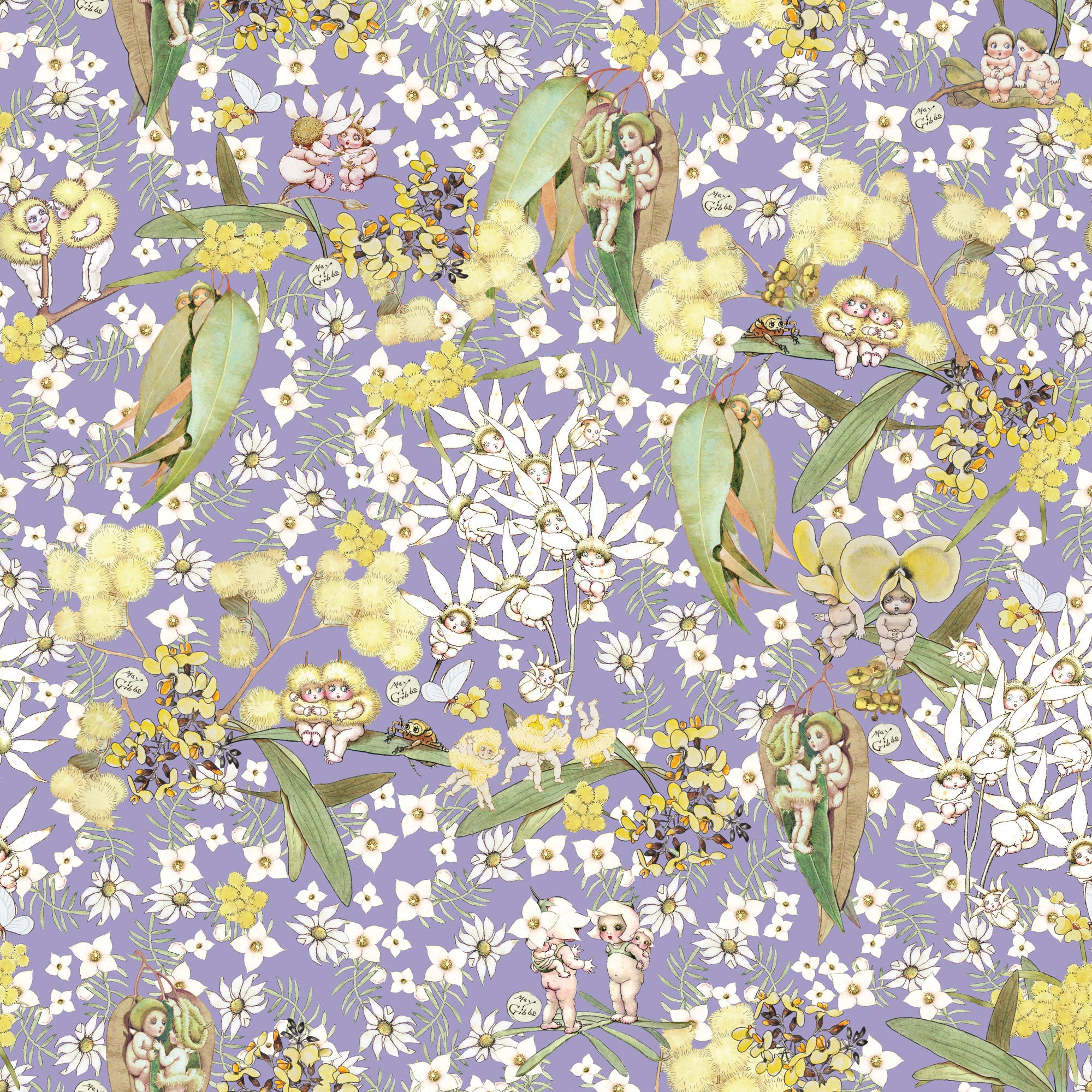 May Gibbs Collection - Gumnut Gossips Lavender - MG1007 Devonstone Collection