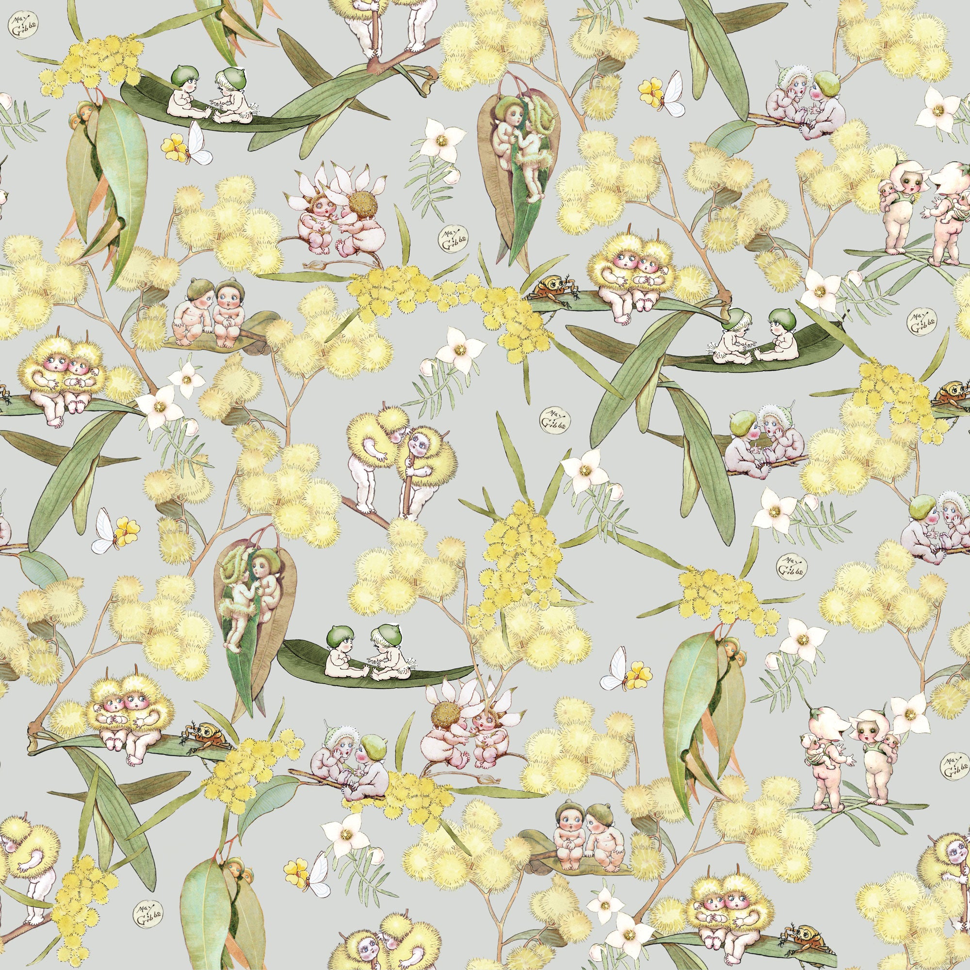 May Gibbs Collection - Gumnut Gossiping Grey - MG1018 Devonstone Collection