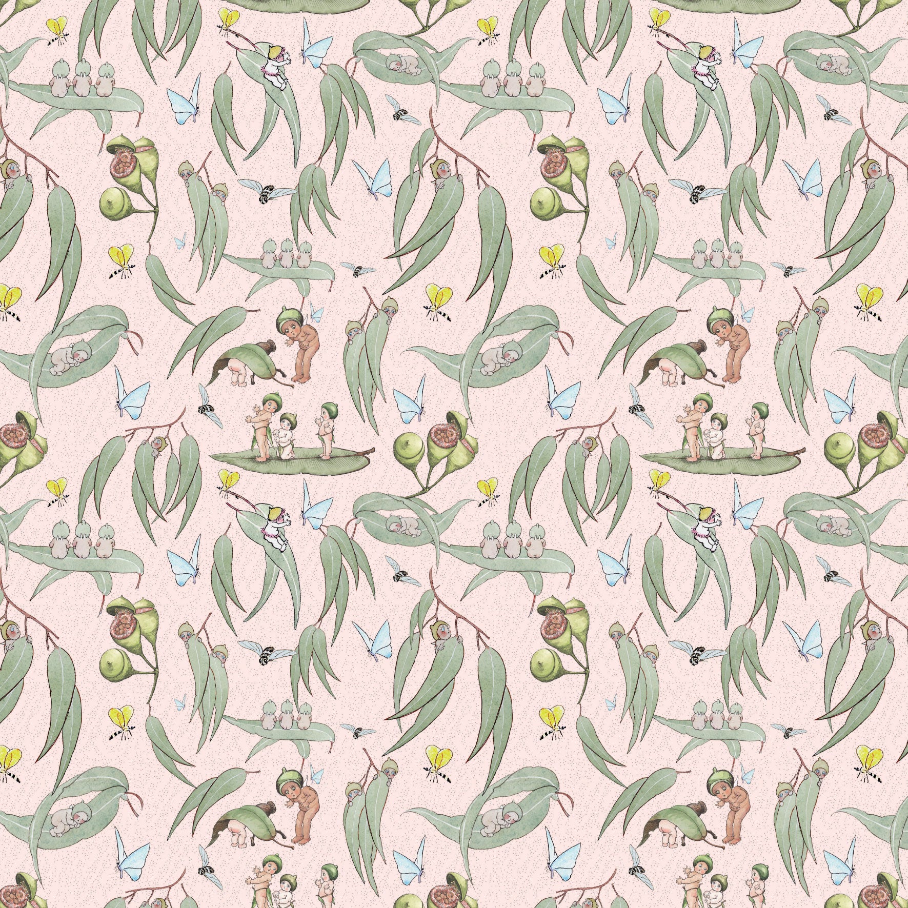 May Gibbs Collection - Garden Playtime - Pink - MG1060 Devonstone Collection