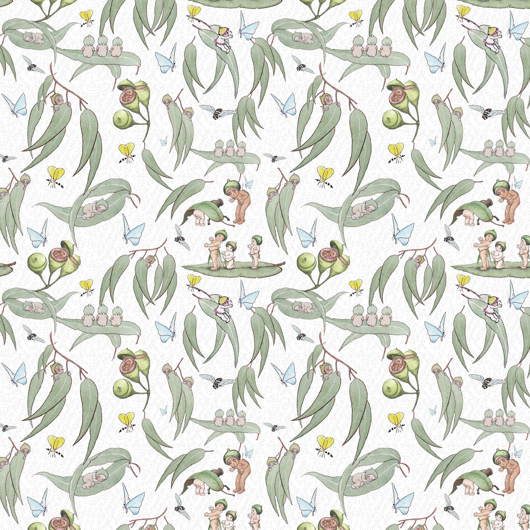 May Gibbs Collection - Garden Playtime - MUSLIN - White - MG1066 Devonstone Collection