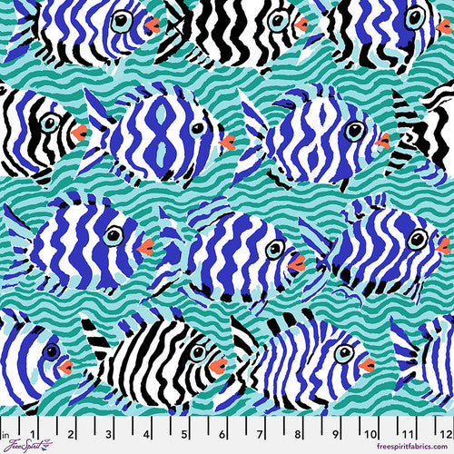 Kaffe Fassett - Minnows - Aqua PWBM100.AQUA FreeSpirit Fabrics