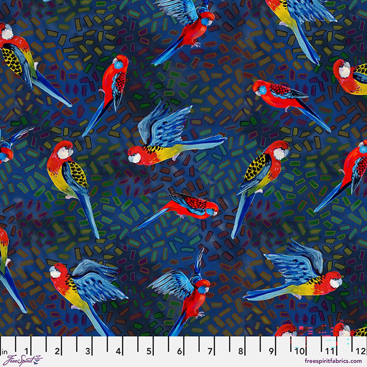 Helen Godden - Birds of a Feather - Rosellas-Midnight - PWHG016.MIDNIGHT- FreeSpirit Fabrics