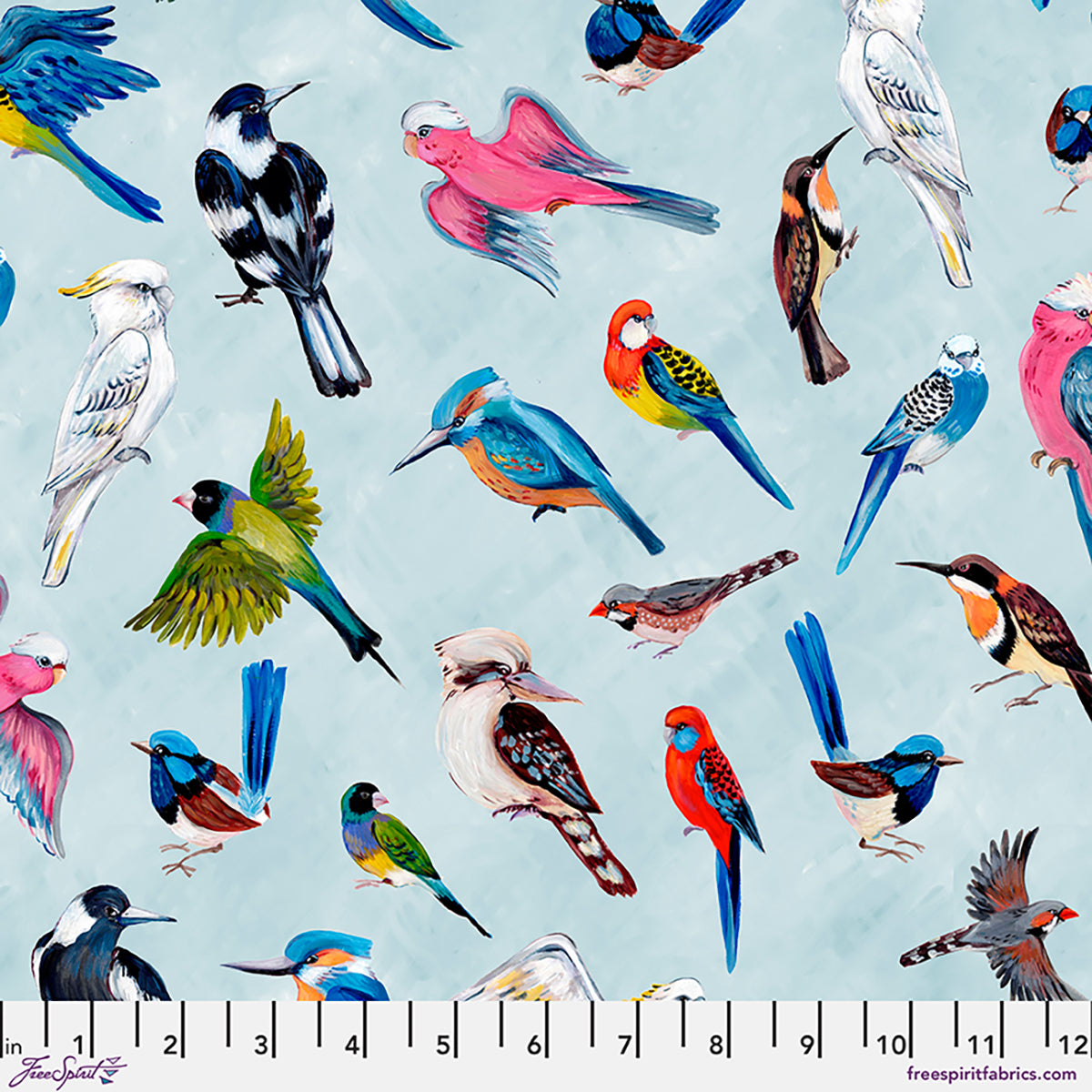 Helen Godden - Birds of a Feather - All the Birds - Sky - PWHG019.SKY - FreeSpirit Fabrics