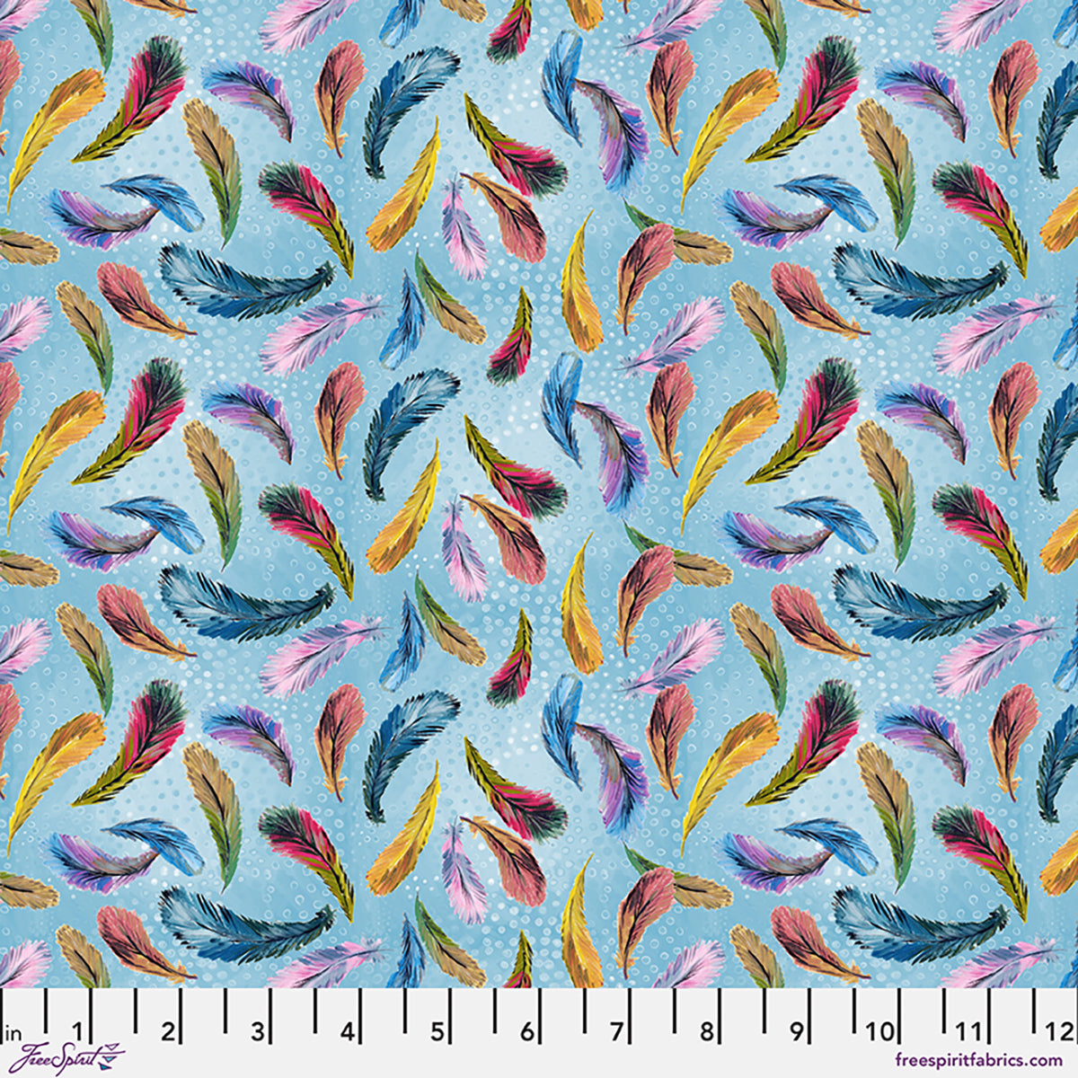 Helen Godden - Birds of a Feather - Feathers - Blue - PWHG020.BLUE - FreeSpirit Fabrics